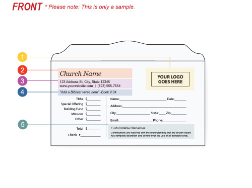 template of offering envelopes front