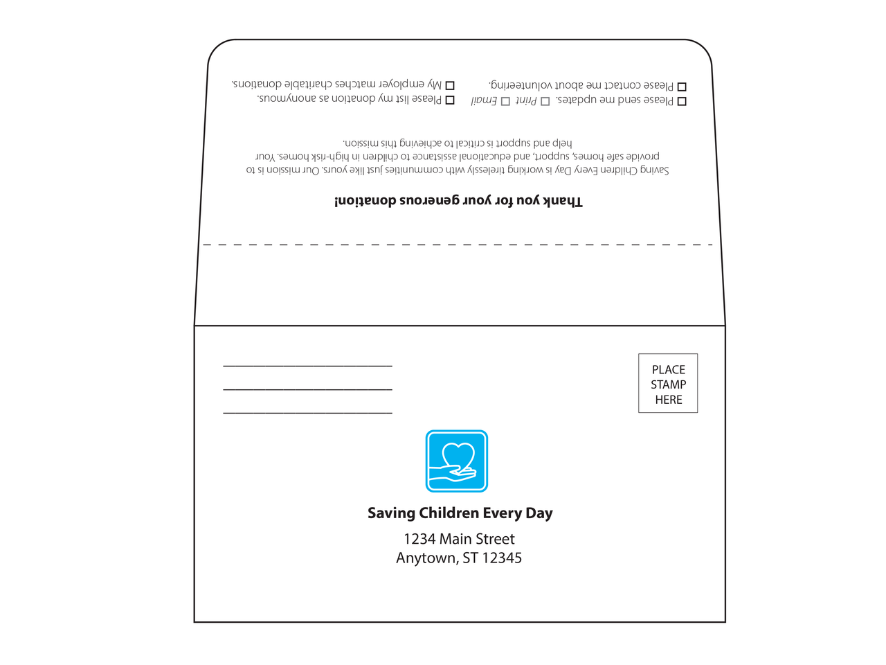Dual Purpose Mailer envelope for fundraising