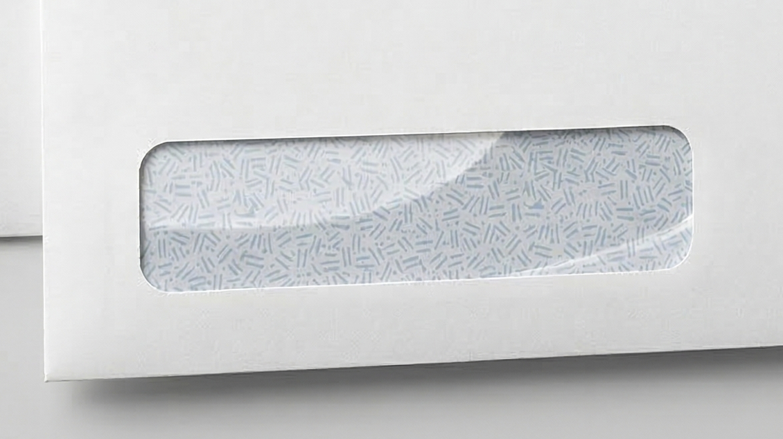Envelope window close-up showing transparency